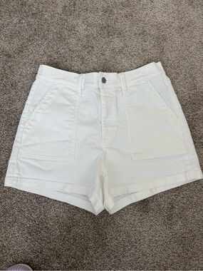 J. Crew White High-Waist Cotton Shorts